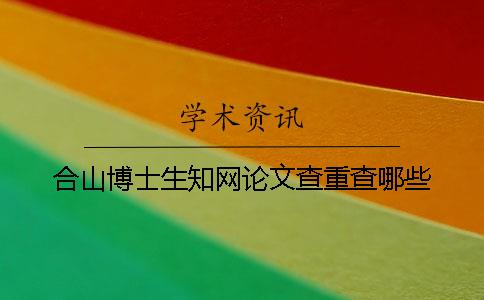 合山博士生知网论文查重查哪些