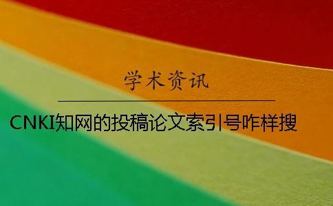 CNKI知网的投稿论文索引号咋样搜索