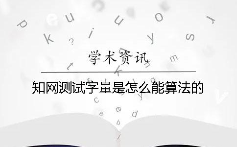 知网测试字量是怎么能算法的？